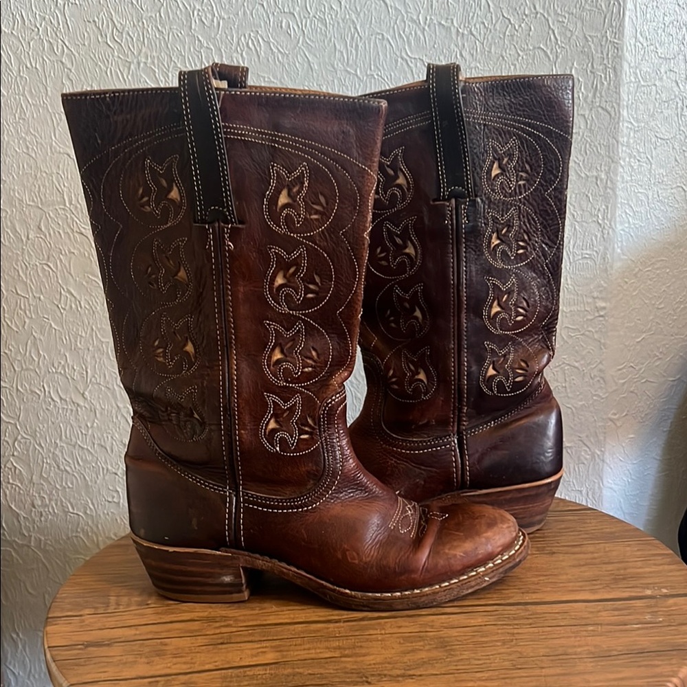 Frye Brown Leather Western Boots